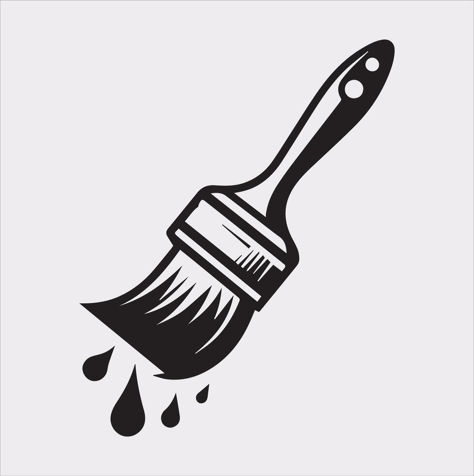 Stylish Paintbrush Icon Silhouette Art on White Canvas vector