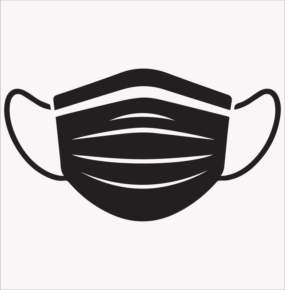 Medical Face Mask Silhouette on Clean White Background vector