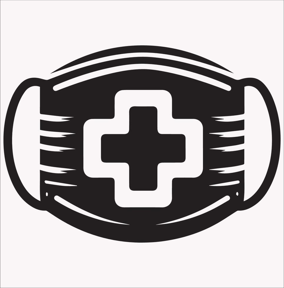 Simple and Clean Medical Face Mask Silhouette vector