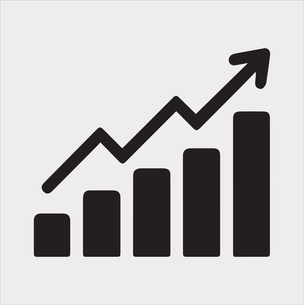 Modern Growth Bar Chart Silhouette for Financial Presentations vector