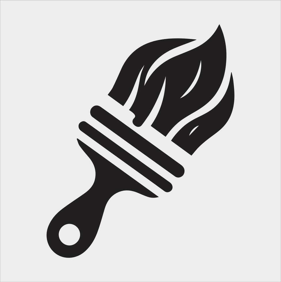 Paintbrush Icon Design Minimalist Silhouette on White Canvas vector