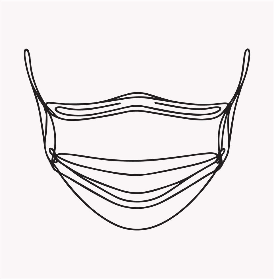 High-Quality Medical Face Mask Silhouette on White Background vector