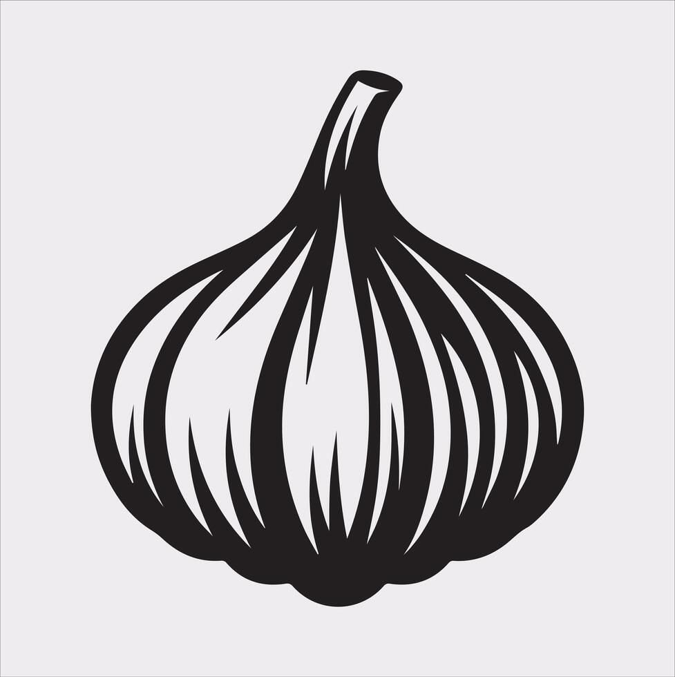 Unique Garlic Illustration Stylish Silhouette Design vector