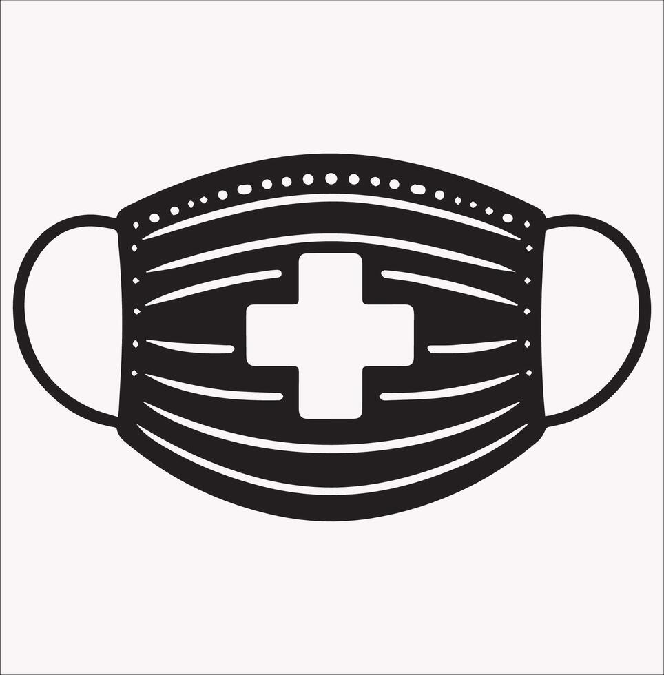 Medical Face Mask Silhouette for Minimalist Design Needs vector
