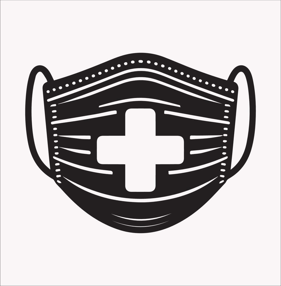 Elegant Medical Face Mask Silhouette Design vector