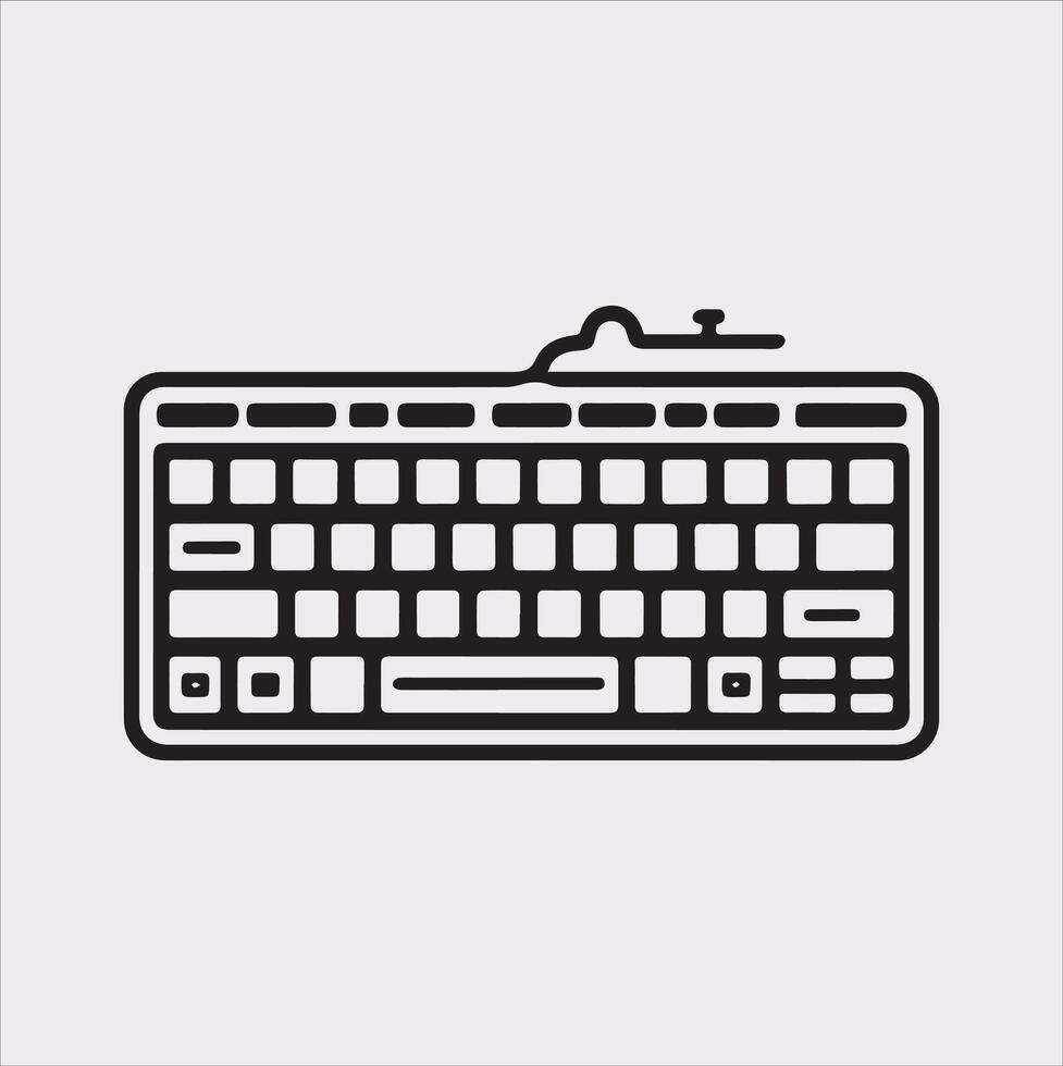 Professional Computer Keyboard Silhouette for Graphic Design vector