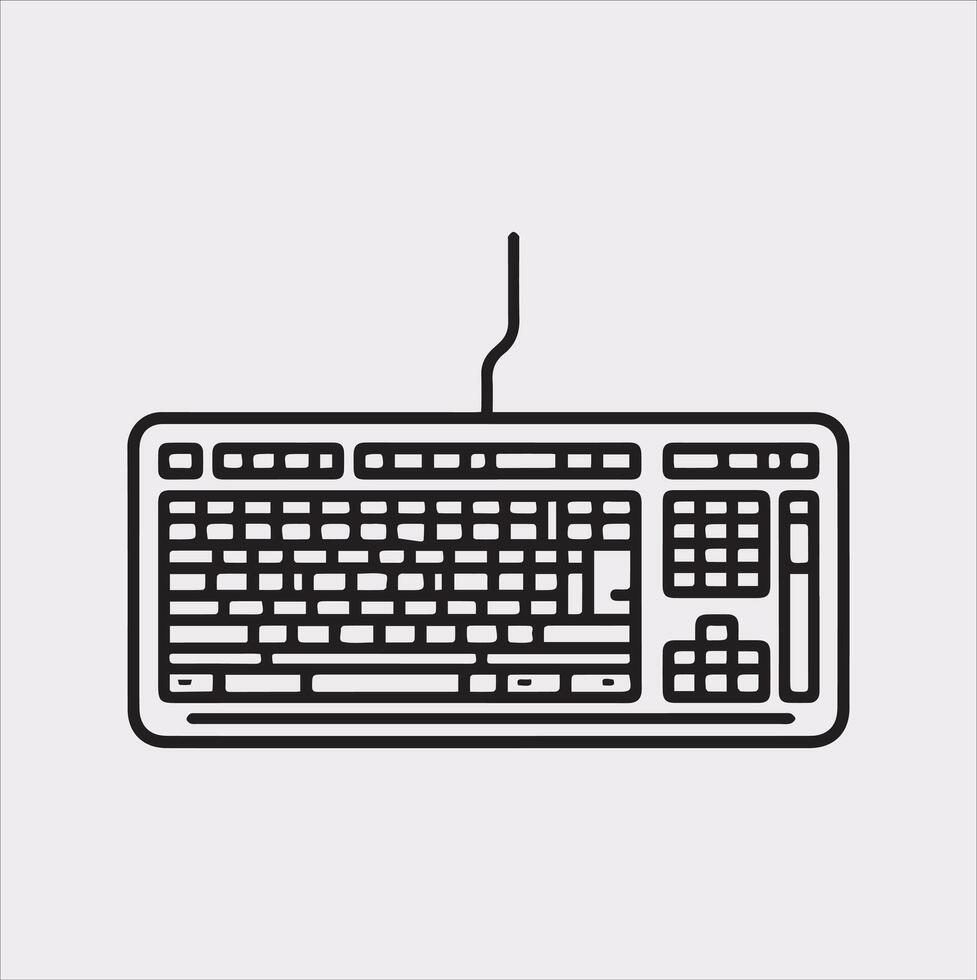 Computer Keyboard Silhouette on White Background vector