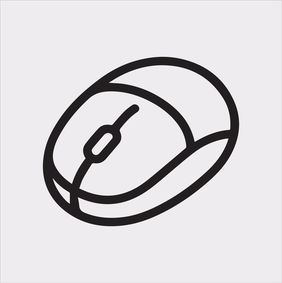 Simple Black Mouse Silhouette on White Background vector