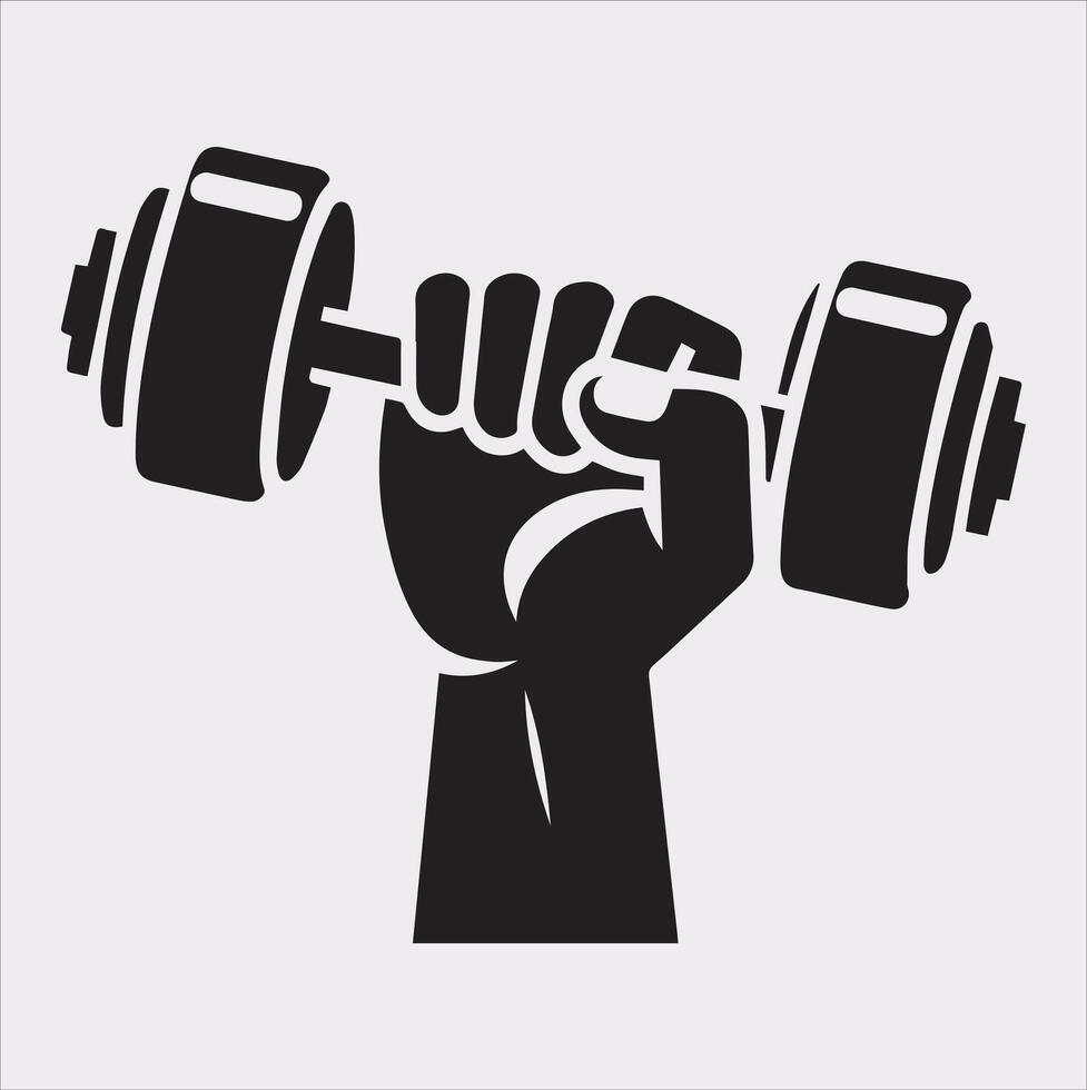 Fitness Dumbbell Holding Silhouette for Design Projects vector
