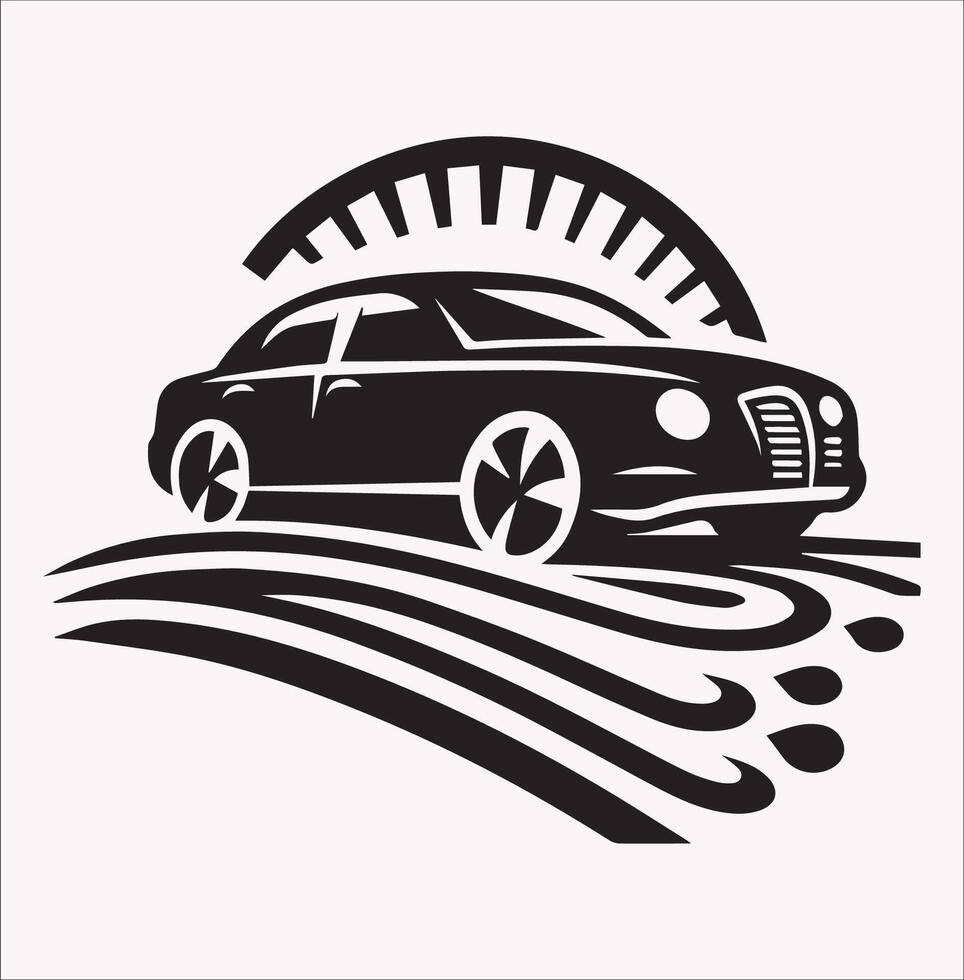 Minimalist Car Logo Silhouette on Clean White Background vector