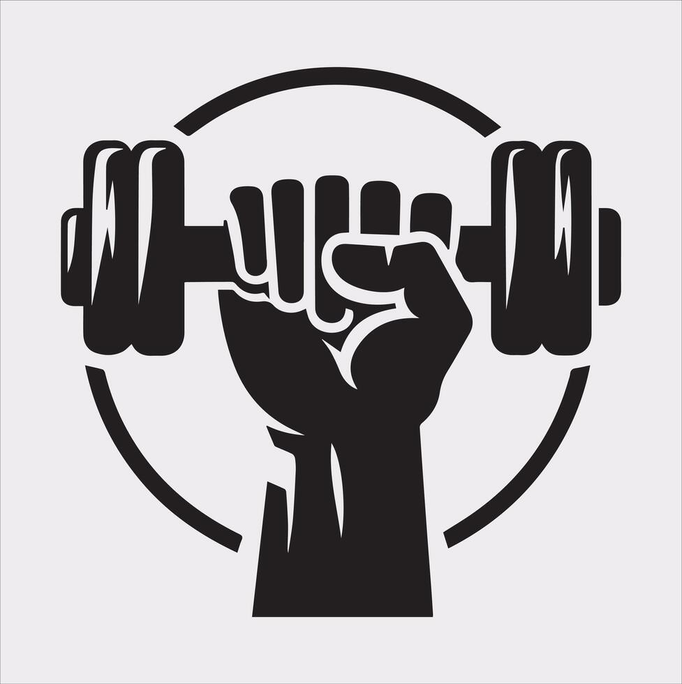 Professional Dumbbell Holding Silhouette for Gym Illustrations vector