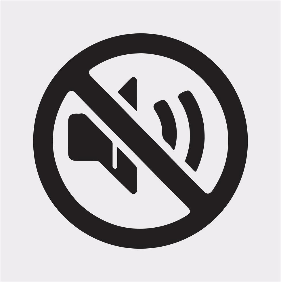 No Sound Icon Sleek Silhouette on White Background vector