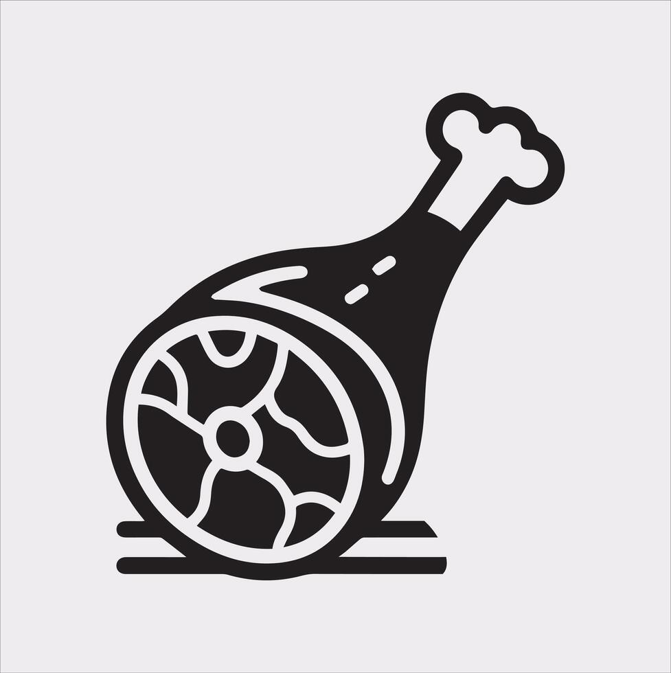 Icon of Meat Leg in Format Silhouette on White Background vector