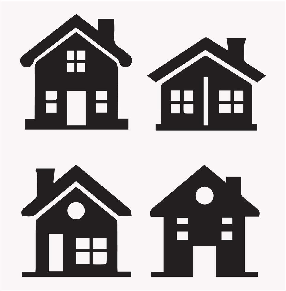 High-Quality Real Estate and Construction Silhouette on White Background vector