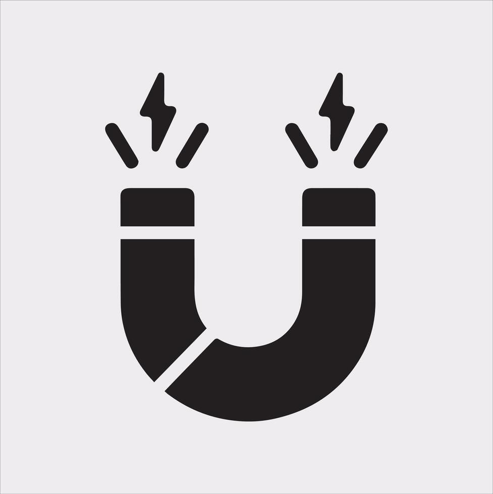 Magnet Silhouette Icon for Science and Technology Graphics vector