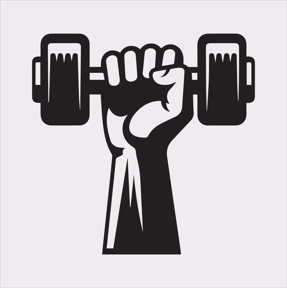 High-Resolution Dumbbell Holding Silhouette for Fitness vector