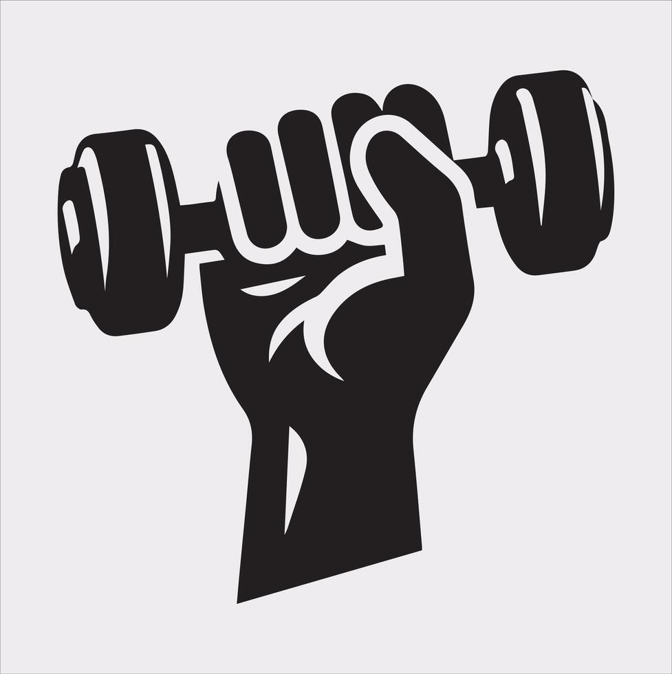Crisp Dumbbell Holding Silhouette Illustration vector