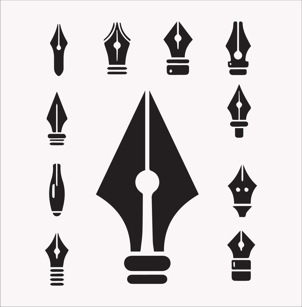 High-Resolution Pen Nib Silhouette 10 EPS on White Background vector