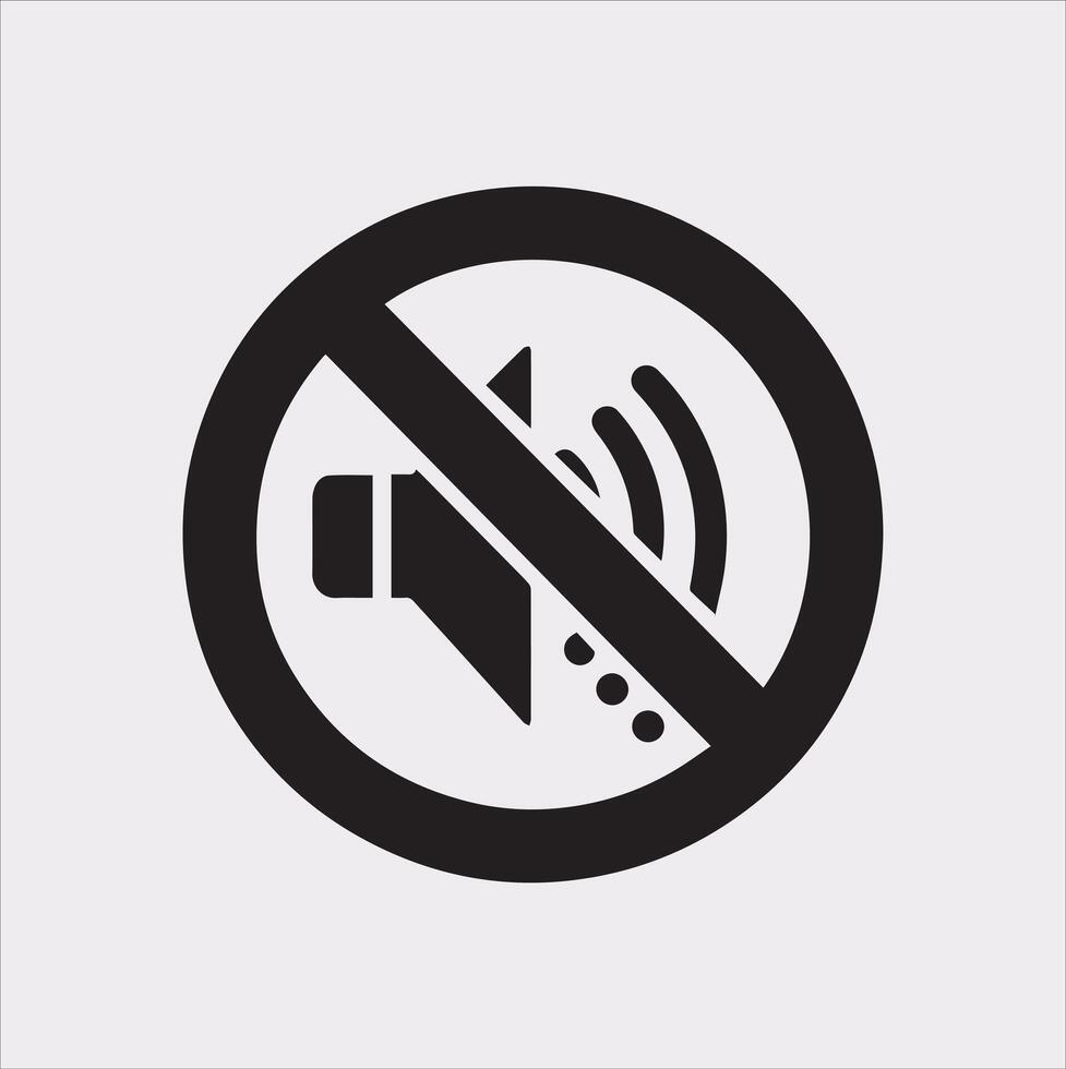 Minimalist No Sound Icon Silhouette on White Background vector