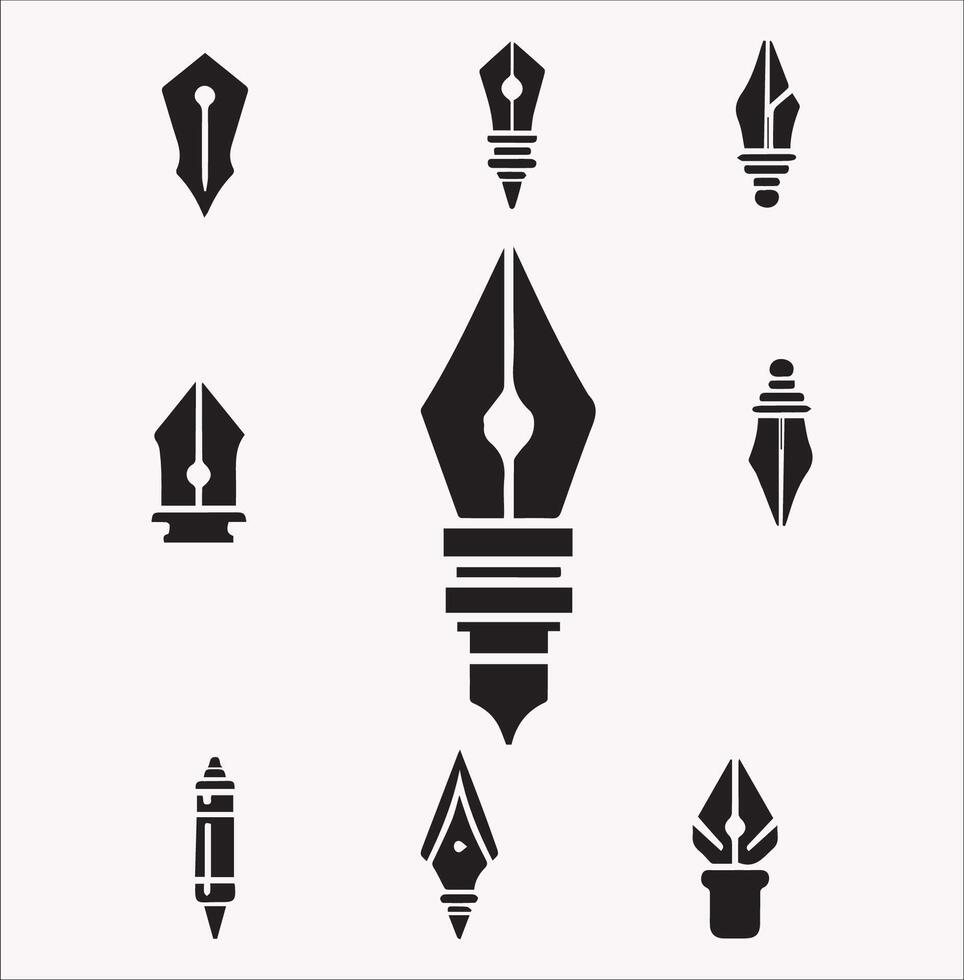 Pen Nib Silhouettes for Creative Design Projects vector