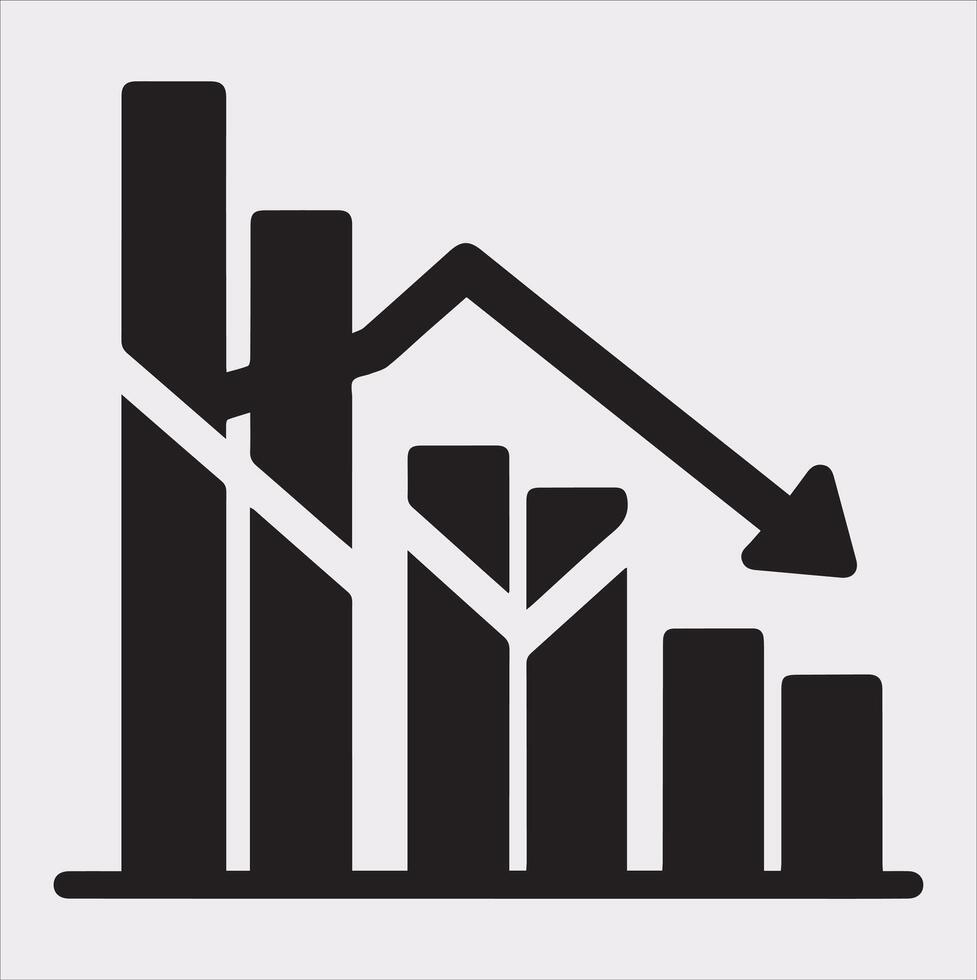 Minimal Silhouette of Loss Bar Chart for Business Analysis vector