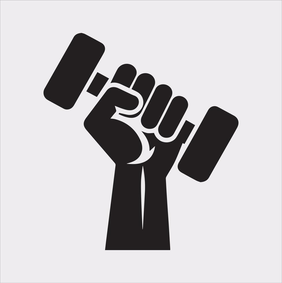 Illustration of Dumbbell Holding Silhouette on White background vector
