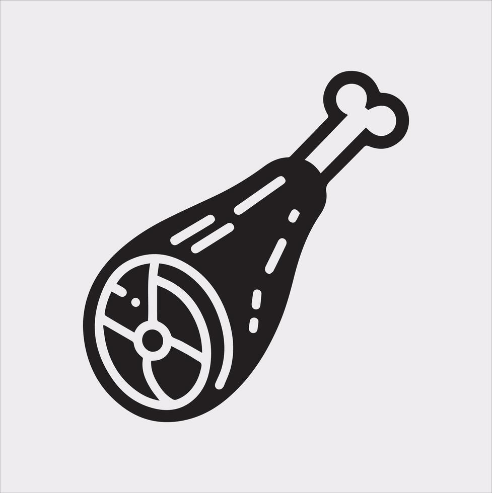 Food-Themed Meat Leg Icon Simple Silhouette Style vector