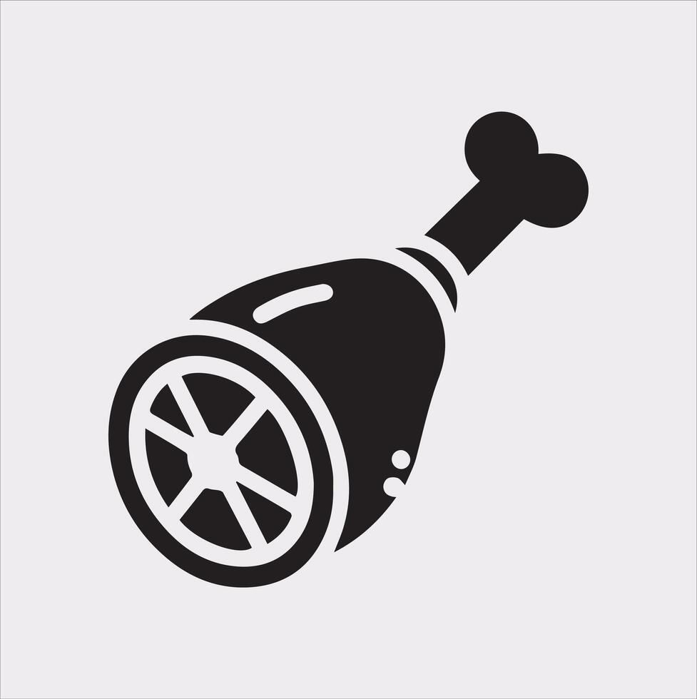 Minimal Meat Leg Silhouette Icon for Restaurant Graphics vector