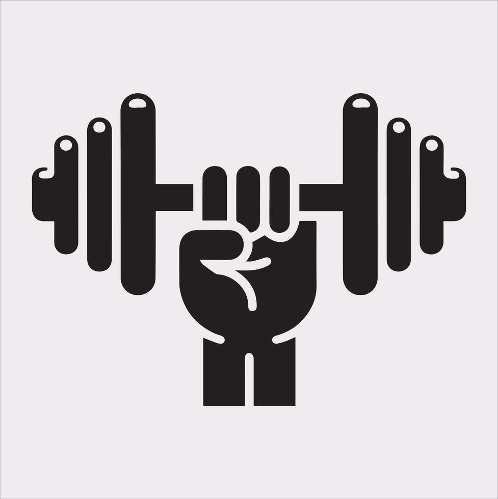 Dumbbell Holding Silhouette for Health and Wellness Art vector
