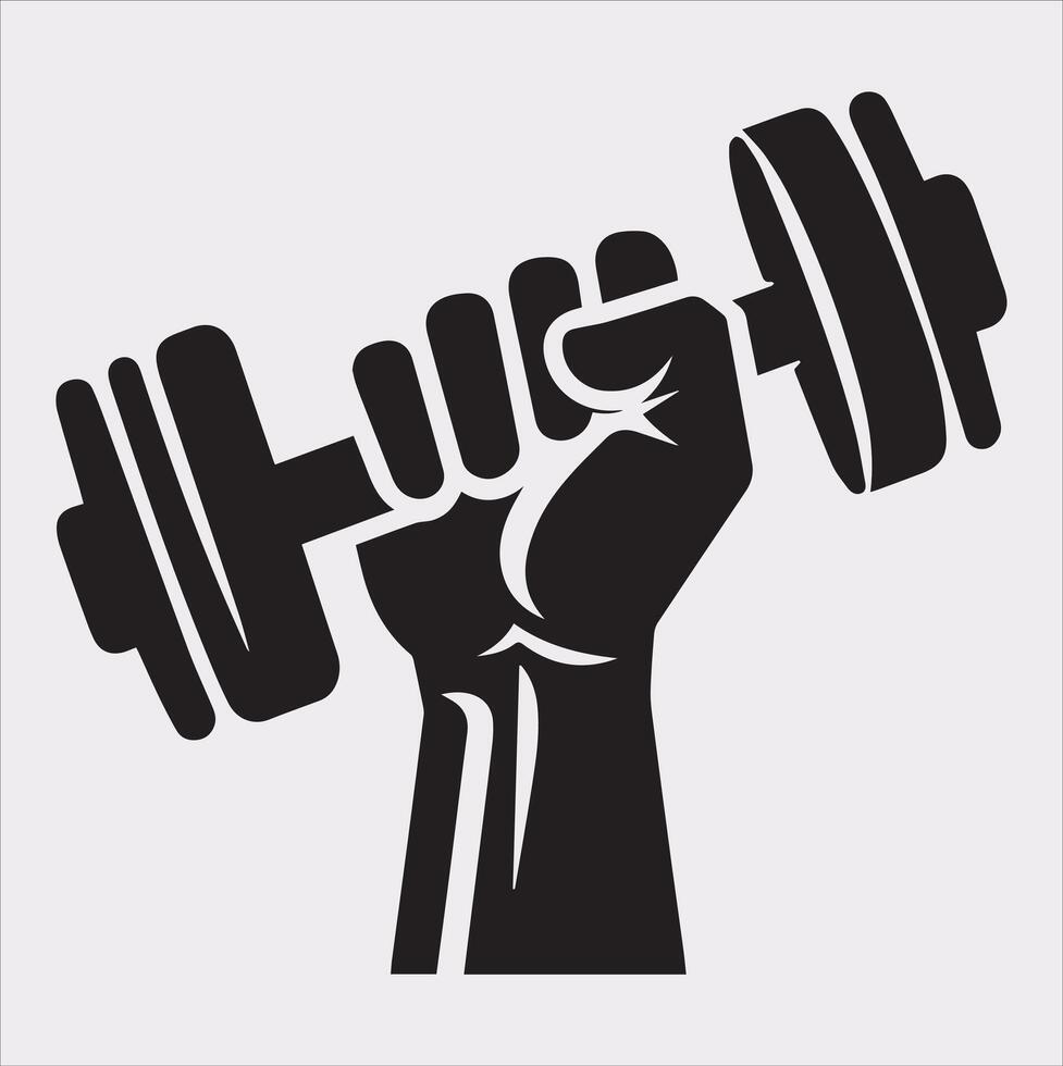 Stylized Dumbbell Holding Silhouette for Fitness Branding vector