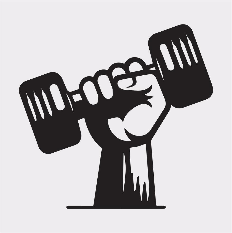 Customizable Dumbbell Holding Silhouette for Health Designs vector