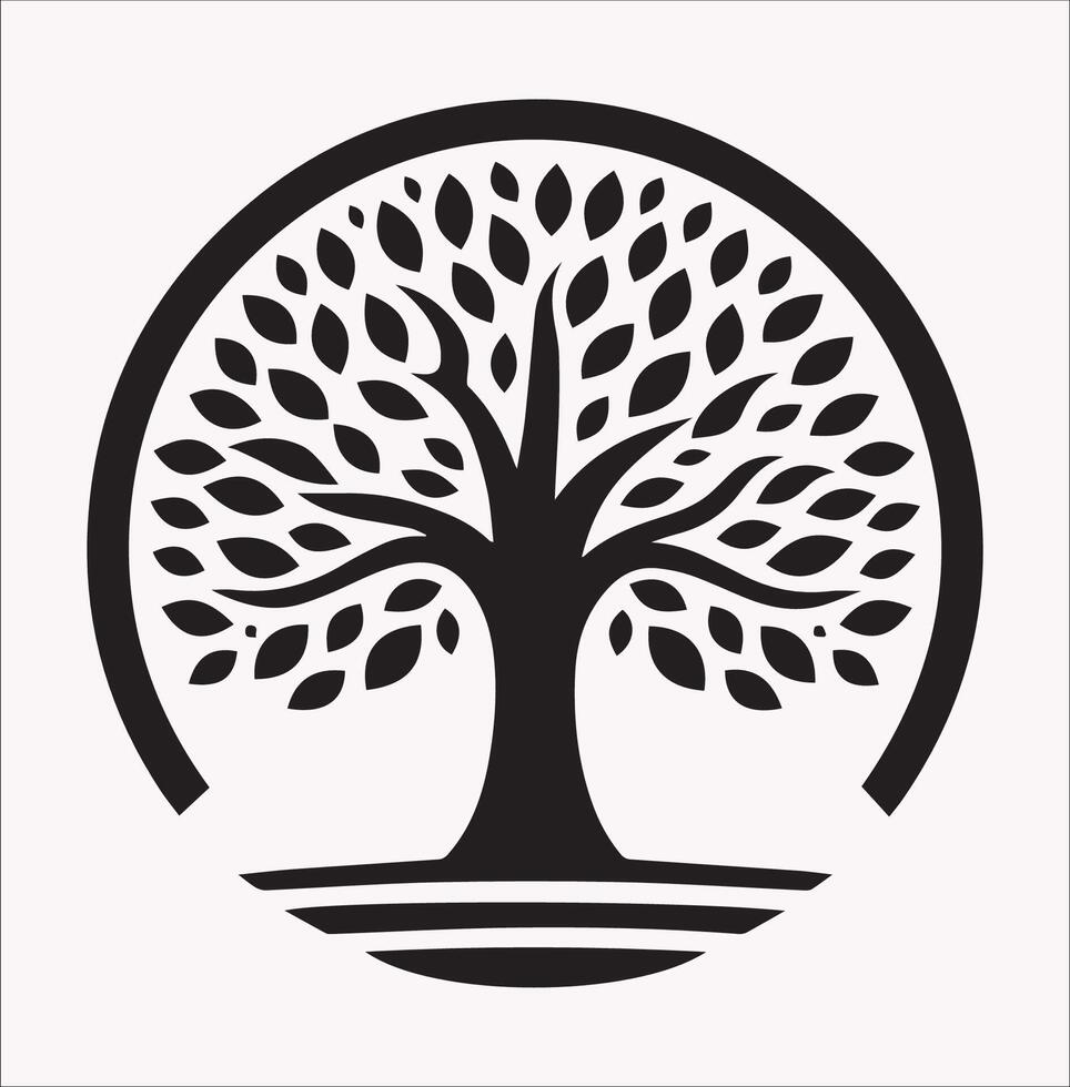 Stylish Tree Illustration Logo on a Pure White Background vector