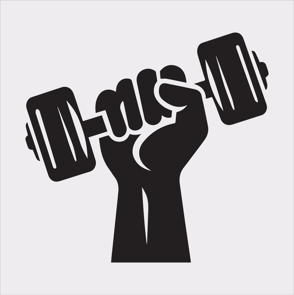 Powerful Dumbbell Holding Silhouette for Fitness Graphics vector