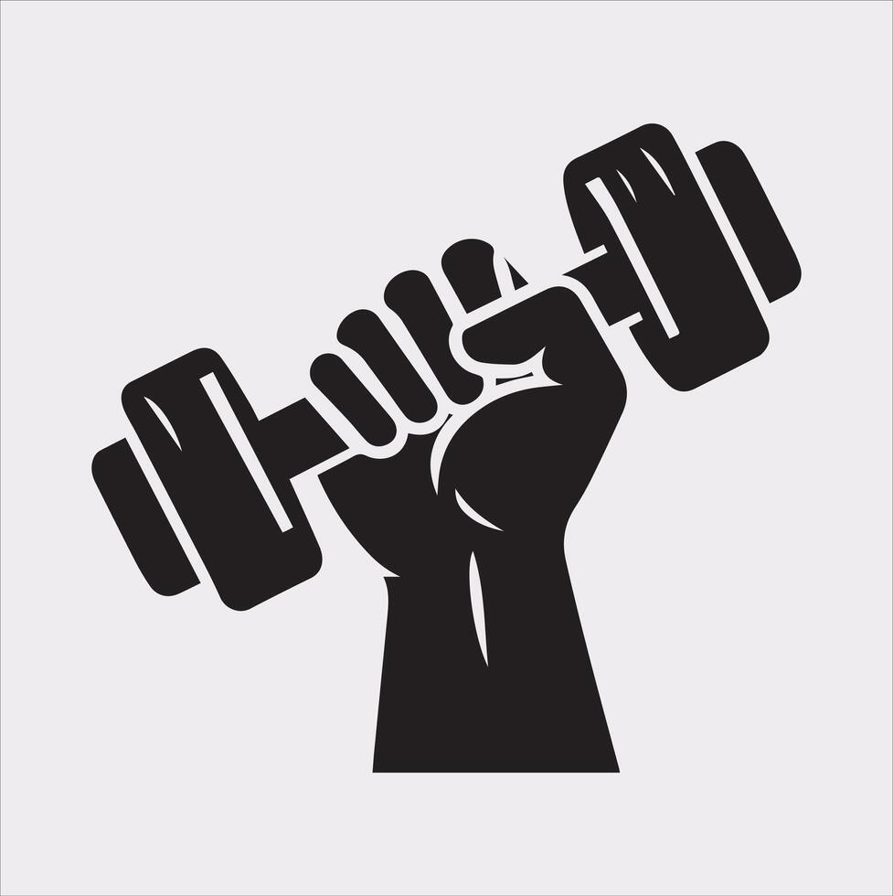 Dumbbell Holding Silhouette for Workout Merchandise vector