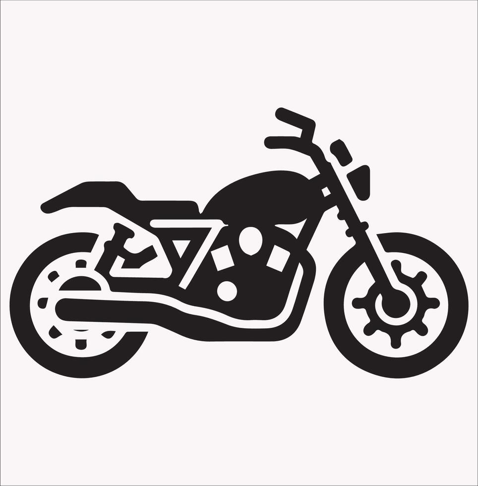 Classic Black Motorcycle Icon Silhouette on White Background vector