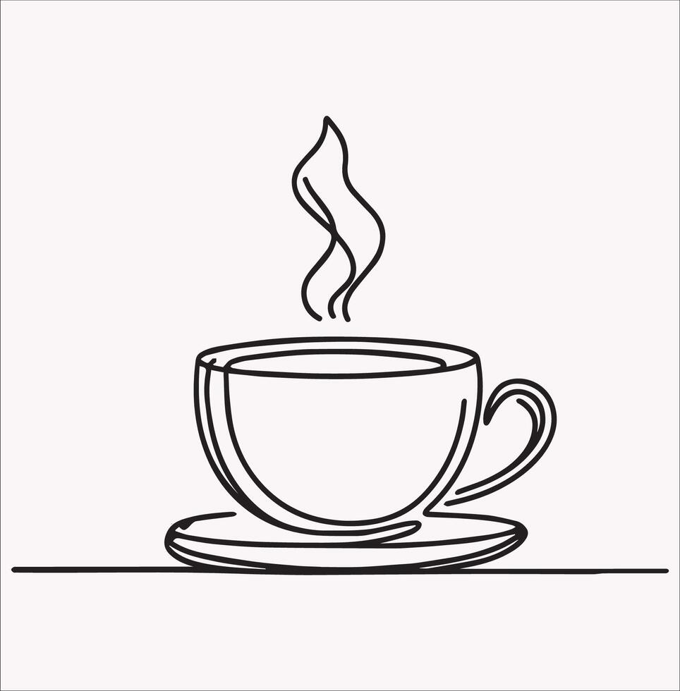 Continuous Line Drawing of a Coffee Cup Simple and Modern Icon vector