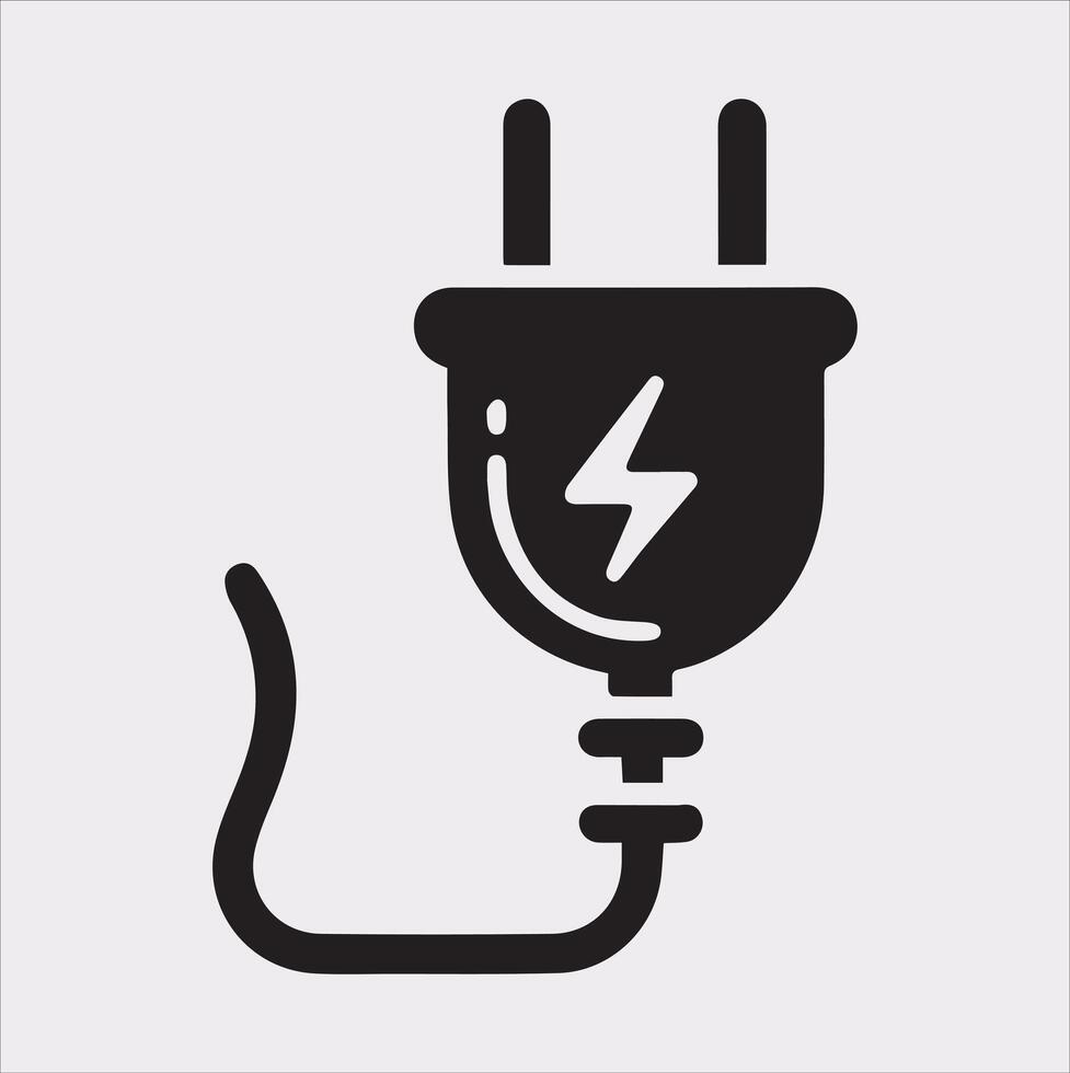 Minimalist Electric Plug Icon on White Background vector