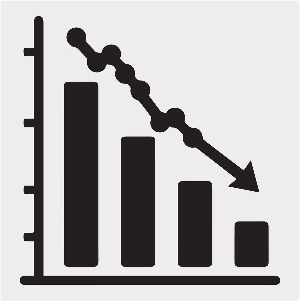 Silhouette Icon of Loss Bar Chart Minimalist for Data Analysis vector