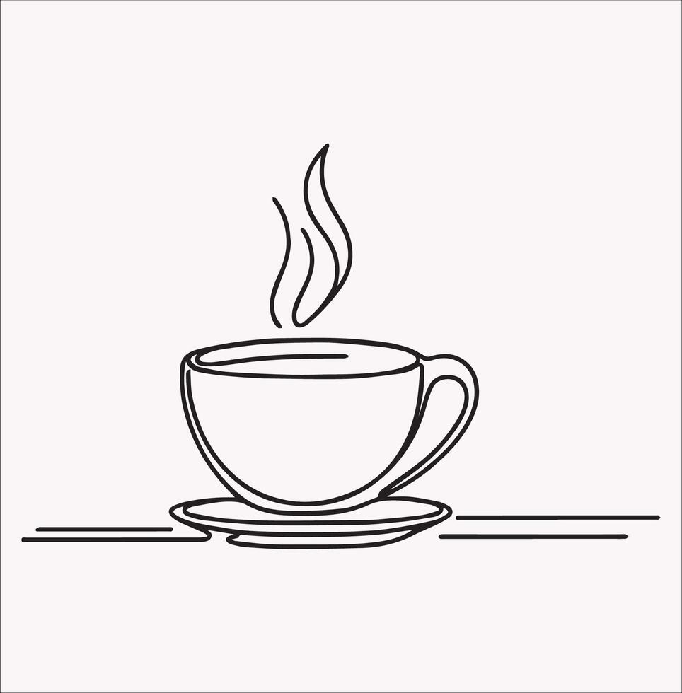 Line Art Coffee and Tea Icon Simple Mug Drawing for Cafe Use vector