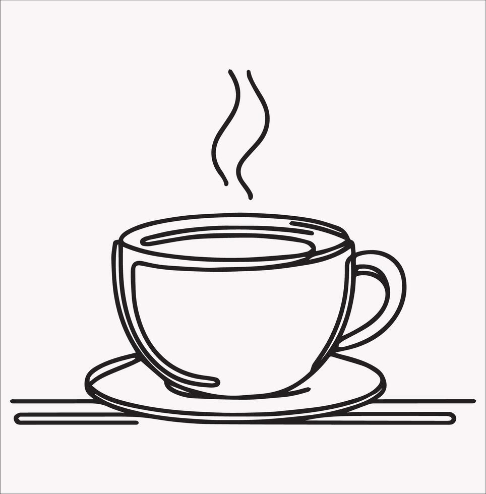Coffee Mug Line Drawing Simple Outline for Branding vector