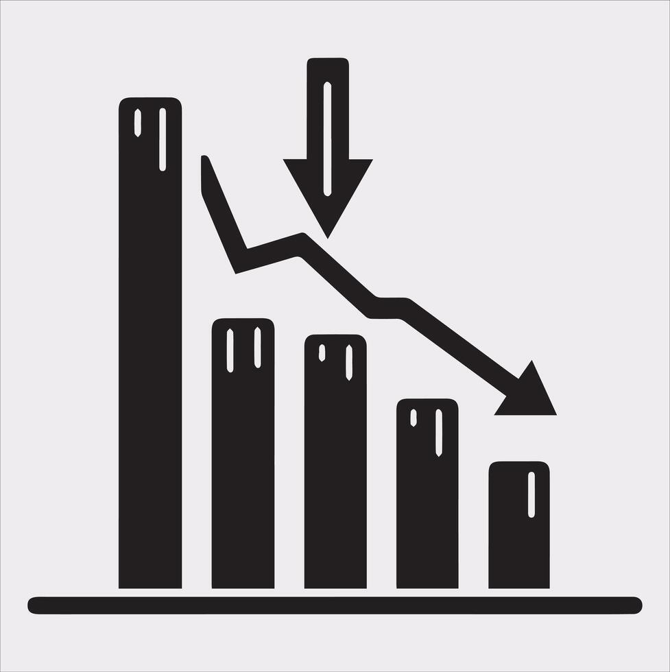 Minimalist Loss Bar Chart Icon on White Background vector