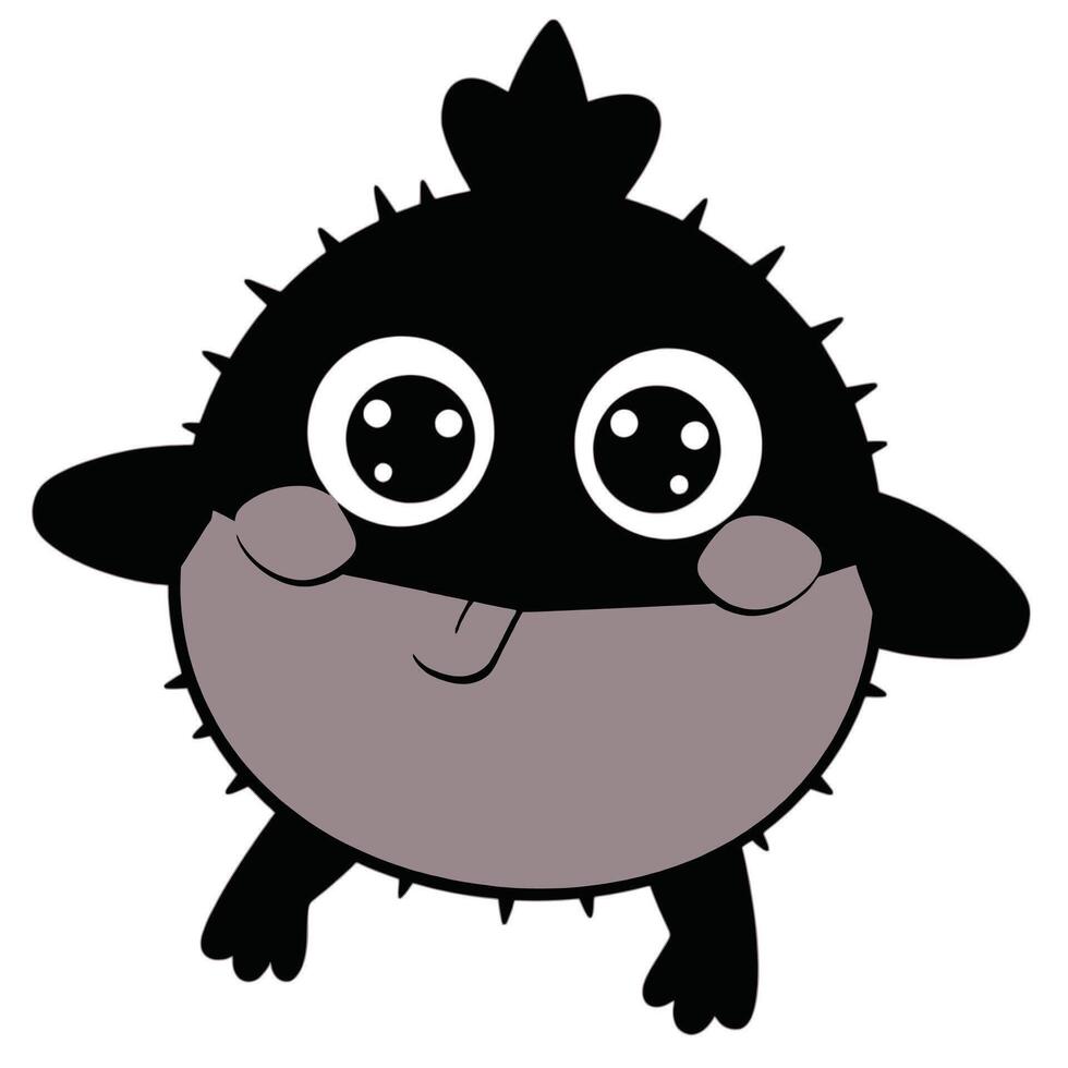 A black and white cartoon character with big eyes vector