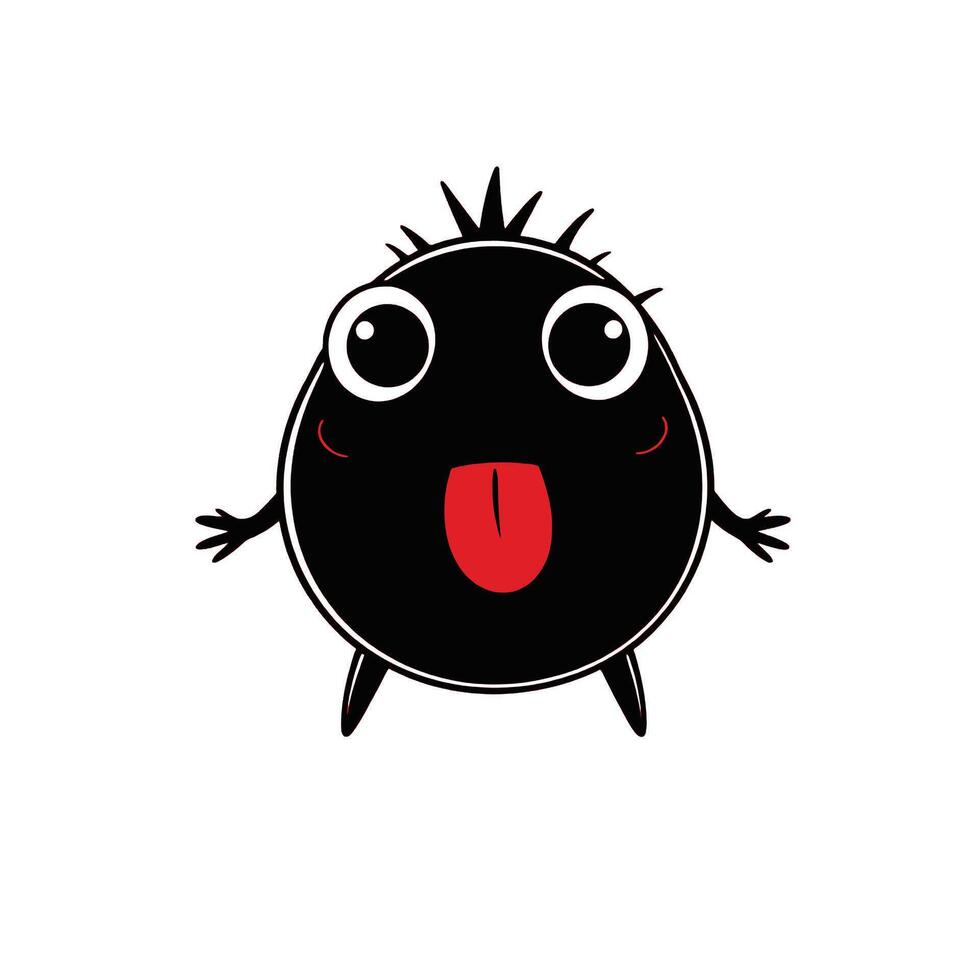 A black monster with red eyes and a tongue vector