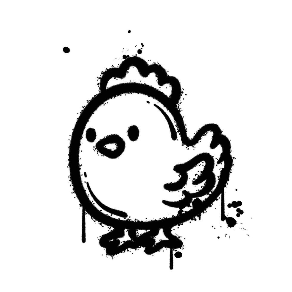 Graffiti Spray chicken isolated on white background vector