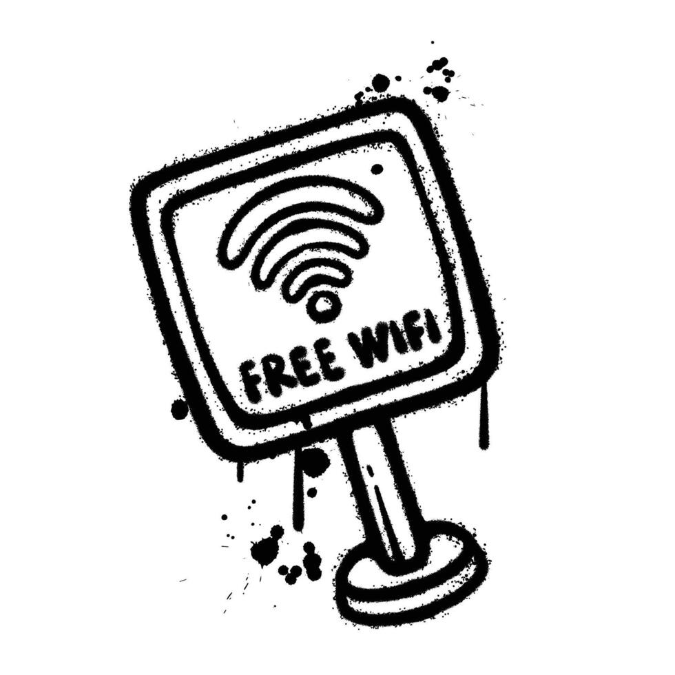Graffiti Spray free wifi isolated on white background vector