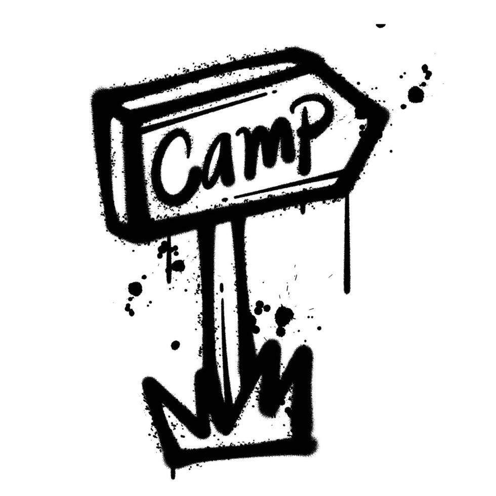 Graffiti Spray signpost camp isolated on white background vector