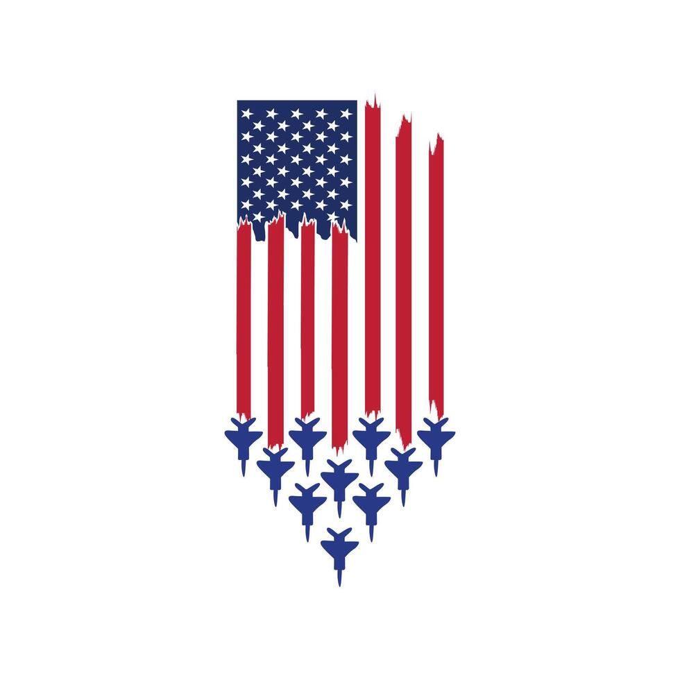 Jet Fighter with USA Flag Shirt Bold and Patriotic Graphic vector