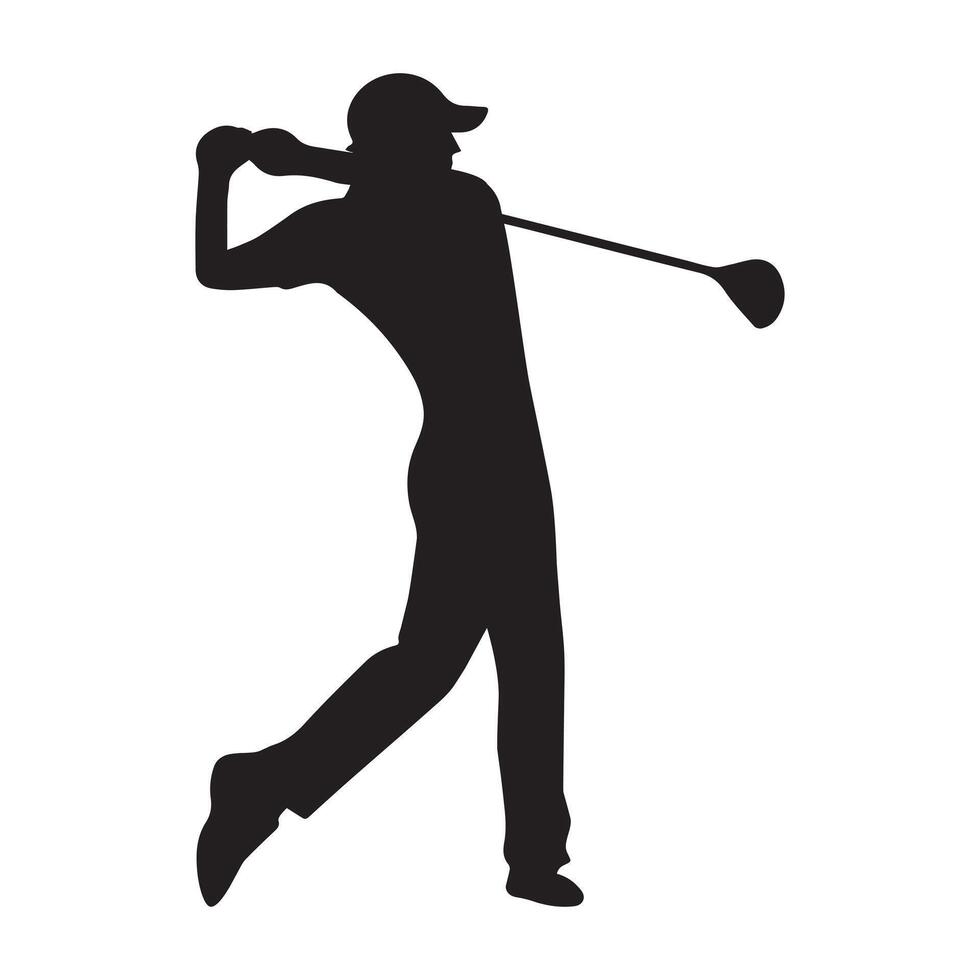 Golfer Action Silhouette Illustration Ideal for Sports Branding vector