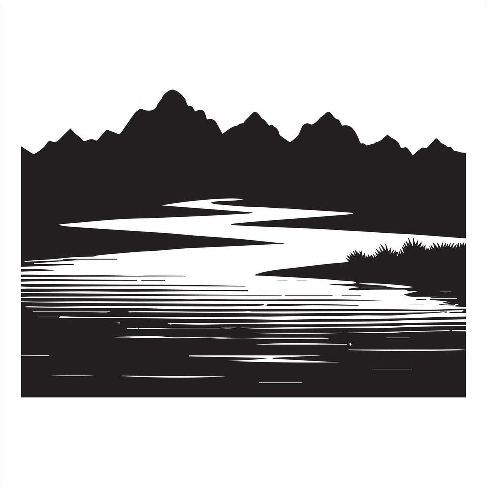 Forest and Mountain Scenery Silhouette Design vector