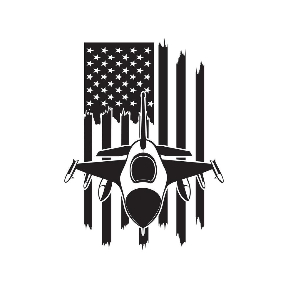 Stars and Stripes Jet Fighter Shirt American Pride Graphic vector